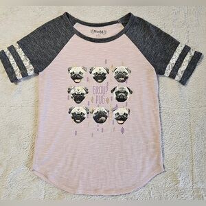 Kids Group Pug Graphic Tee - Pink and Gray